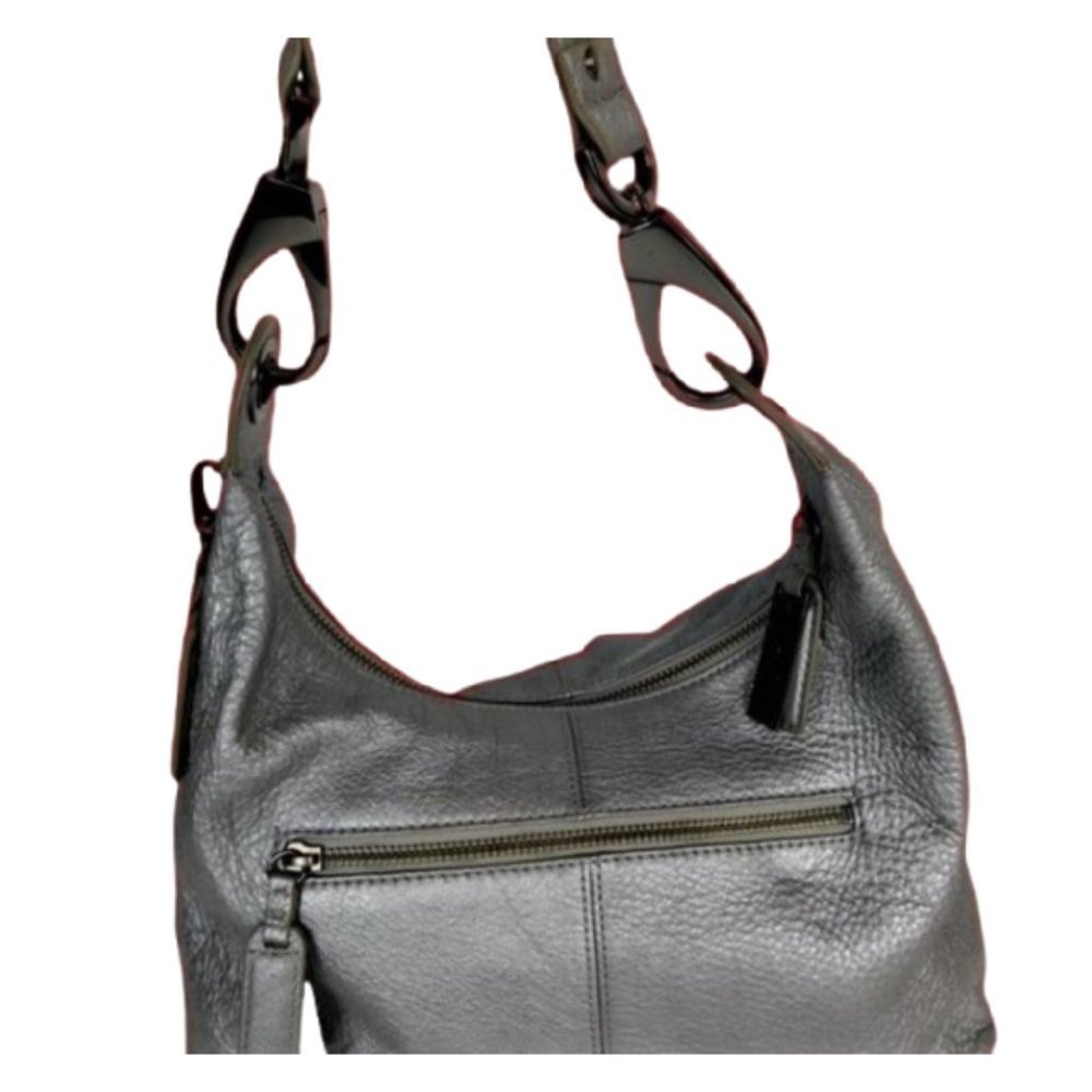 Kenneth Cole Genuine Leather Silver Hobo Bag